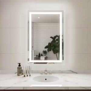Iris 24 in. W x 36 in. H Rectangular Frameless LED Wall Bathroom Vanity Mirror in Silver