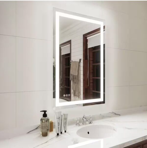 Iris 24 in. W x 36 in. H Rectangular Frameless LED Wall Bathroom Vanity Mirror in Silver