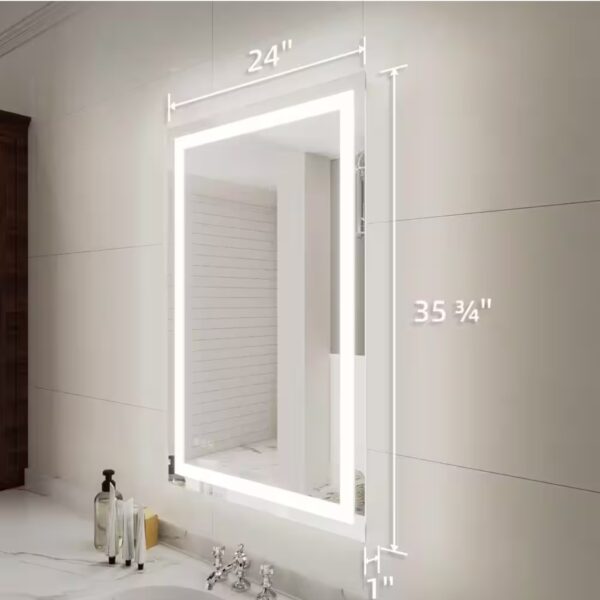 Iris 24 in. W x 36 in. H Rectangular Frameless LED Wall Bathroom Vanity Mirror in Silver