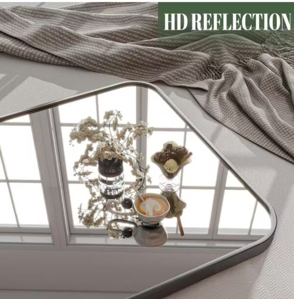 30 in. W x 40 in. H Rectangular Modern Aluminum Alloy Framed Rounded Black Wall Mirror
